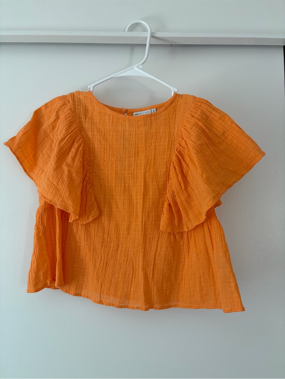 Orange Flutter-Sleeve Blouse